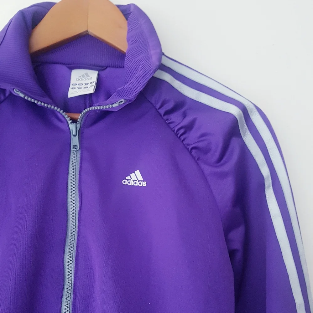 ADIDAS Purple Ruffled Raglan Shoulder Zip-Up Track Jacket - Picture 4 of 13
